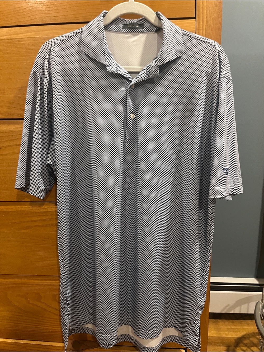 Men's Short-Sleeve Polo in Navy Micro-Pattern by Peter Millar